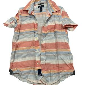 GAP Kids Striped Button-Down Shirt - Coral and Light Blue